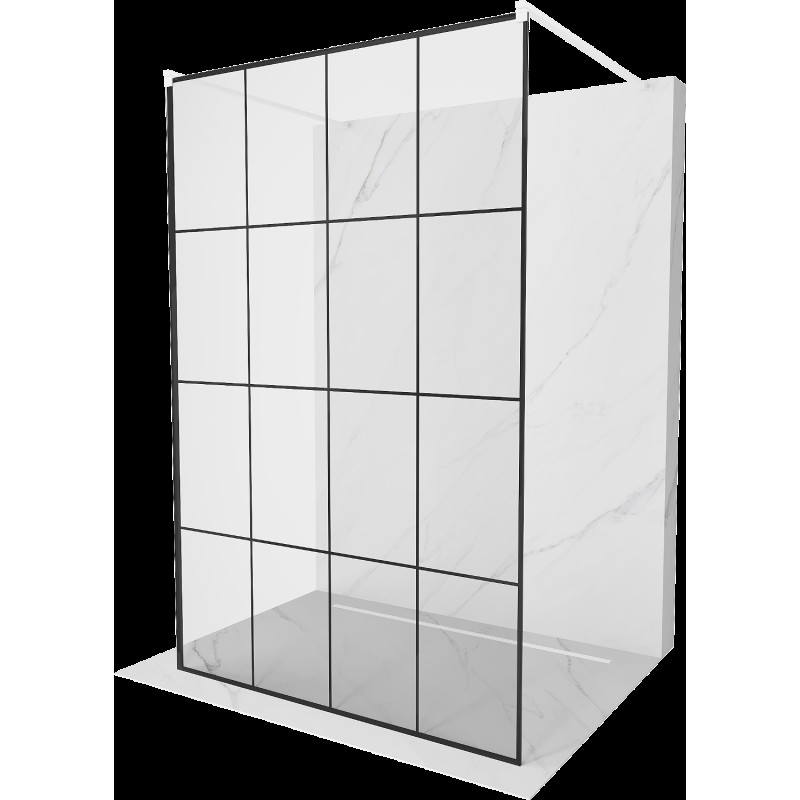 Mexen Kioto perete de duș de sine stătător 130 x 200 cm, transparent/Model negru 8 mm, Albă - 800-130-002-20-77