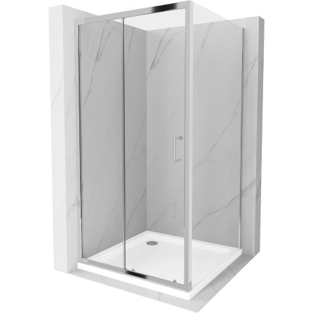 Mexen Apia cabină de duș extensibilă 90 x 90 cm, transparent, Crom + cadă de duș Flat - 840-090-090-01-00-4010