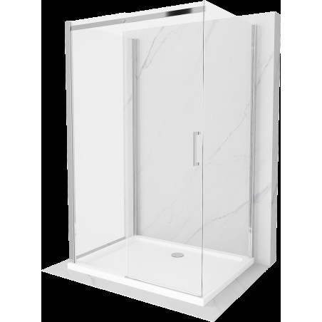 Mexen Omega cabină de duș extensibilă cu 3 pereți 100 x 80 cm, Transparent, Crom + cadă pentru duș Flat - 825-100-080-01-00-3s-4