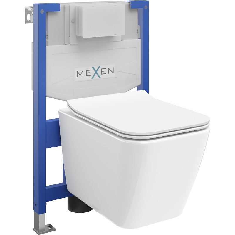 Mexen set WC încastrat cadru Felix XS-F cu vas de toaletă  Cube și capac de toaletă cu închidere lentă, Albă - 68030924000