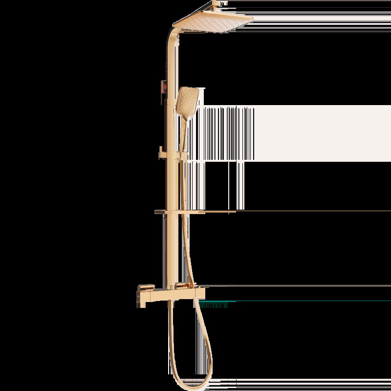 Mexen CQ62 set de duș cu pară de tip ploaie și baterie termostatică, Roz-auriu - 772506295-60
